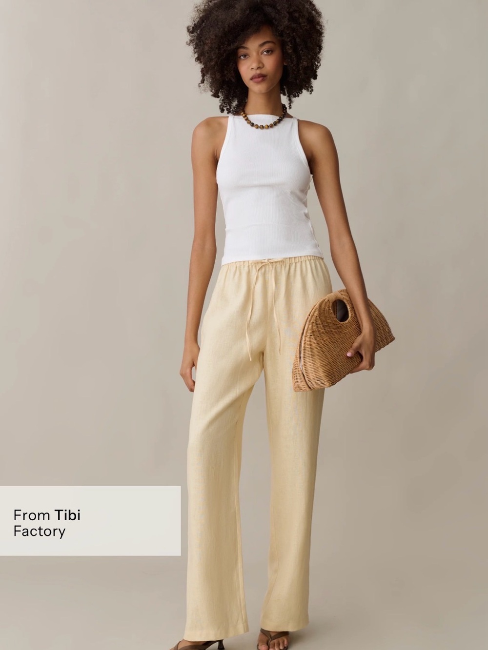 Tibi Factory Butter Yellow Paloma Linen Pant in Size L